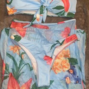 Light Blue Floral Bikini Set